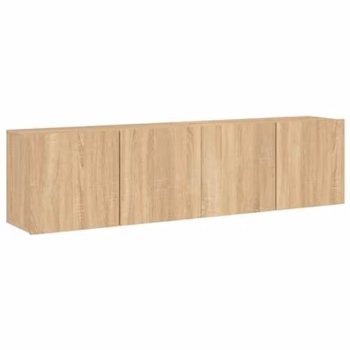 vidaXL Set of 2 Modern Wall-mounted TV Cabinets in Brown Sonoma Oak, W/D/H: 80 x 30 x 41 cm