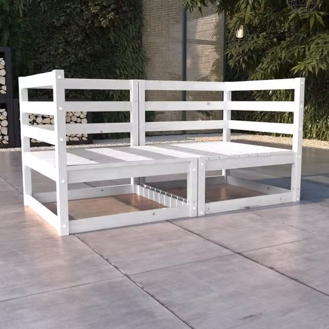 Berkfield Home Garden 2-Seater White Solid Pinewood Sofa