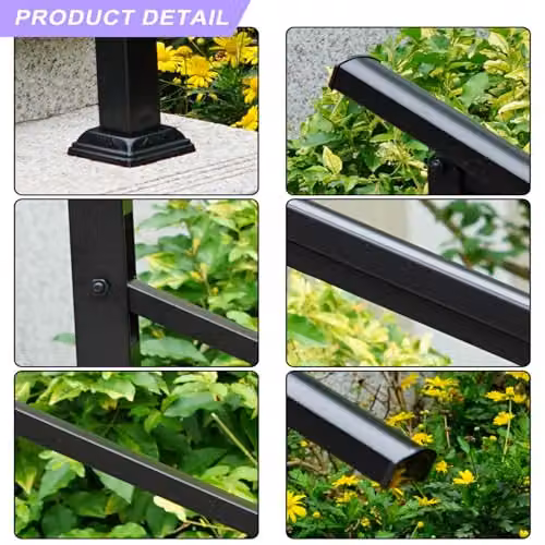 Gr8 Garden Adjustable Black Steel Outdoor Mobility Handrail for 1-4 Steps – 5