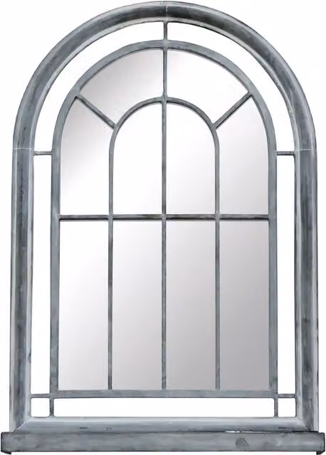 Charles Bentley Shabby Chic Arched Glass and Metal Hanging Mirror in Grey