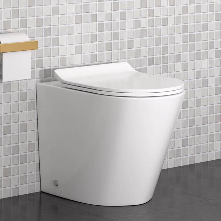 Royal Bathrooms Cesar Rimless Wall Hung Ceramic Toilet in Gloss White with Soft Close Seat