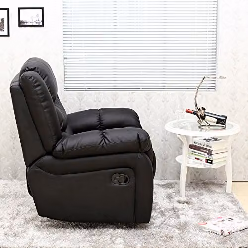 More4Homes Seattle Manual Recliner Armchair in Black Bonded Leather – 6