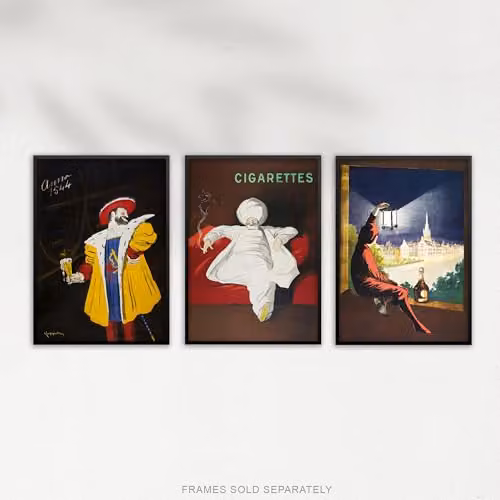 Artery8 Set of 3 Cappiello Vintage French Alcohol Adverts Wall Art Paper Posters, Multicolour, W: 21.0 cm, H: 29.7 cm – 4