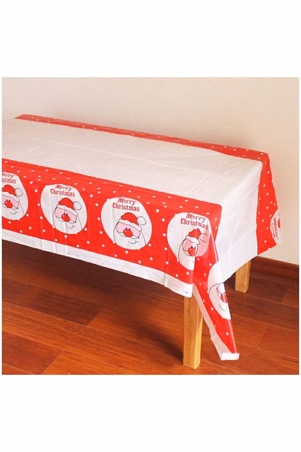 KDMD Red Rectangular Disposable Christmas Party Tablecloth with Dotted Pattern, W/D/H: 274.32 x 108 x 180 cm – 2
