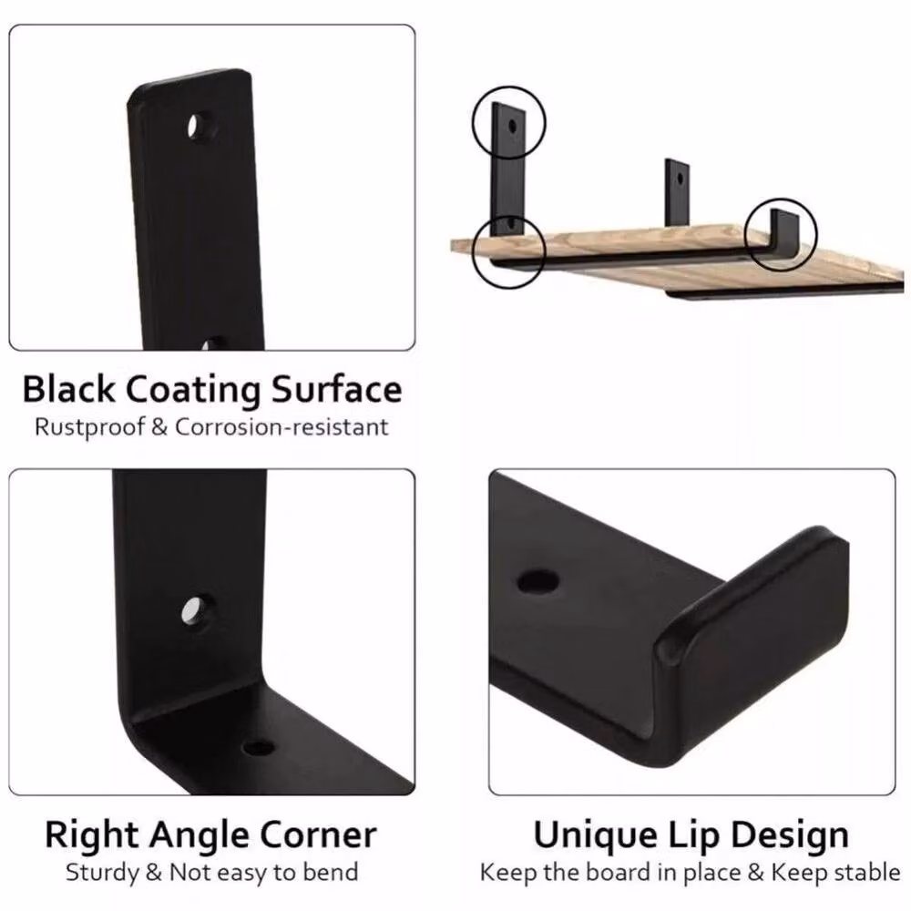 FLAVORA Heavy Duty Iron Shelf Bracket, Matt Black, 8 Pack, Width: 20 cm, Depth: 20 cm – 3