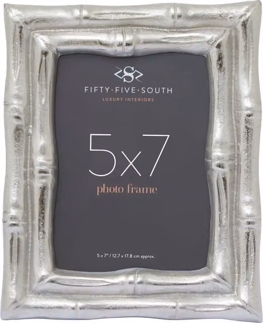 Orsina Hiba Silver Bamboo Effect Rectangular Single Photo Frame, Tabletop