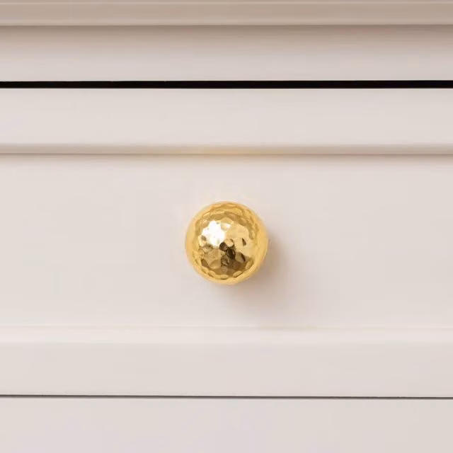 Melody Maison Polished Gold Round Hammered Drawer Knob, Diameter: 2.5 cm