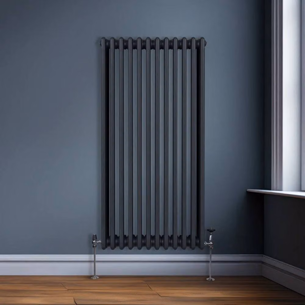 Monstershop Traditional 3 Column Steel Radiator in Anthracite Grey, H: 150.0 cm, W: 56.2 cm, D: 10.0 cm – 4