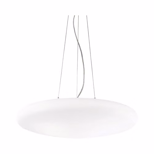 Netlighting Smarties 3 Light Modern Suspended Ceiling Pendant in White and Chrome with Glass Shades and Height Adjustment – 1