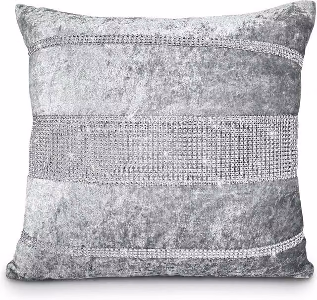 Intimates Rienzo Diamante Silver Velvet Filled Square Cushion, W x D: 43 x 43 cm