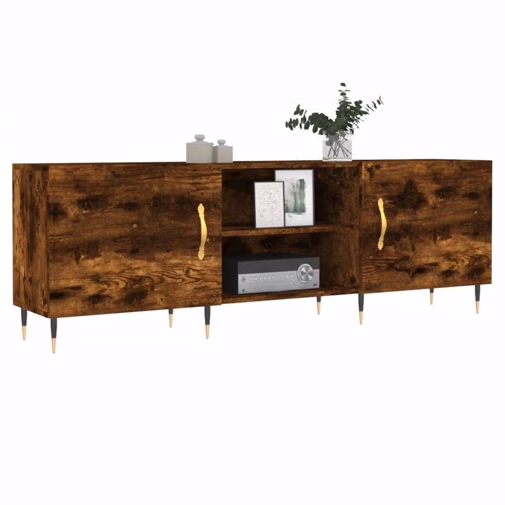 Berkfield Home Smoked Oak TV Cabinet in Brown, W/D/H: 150 x 30 x 50 cm – 3
