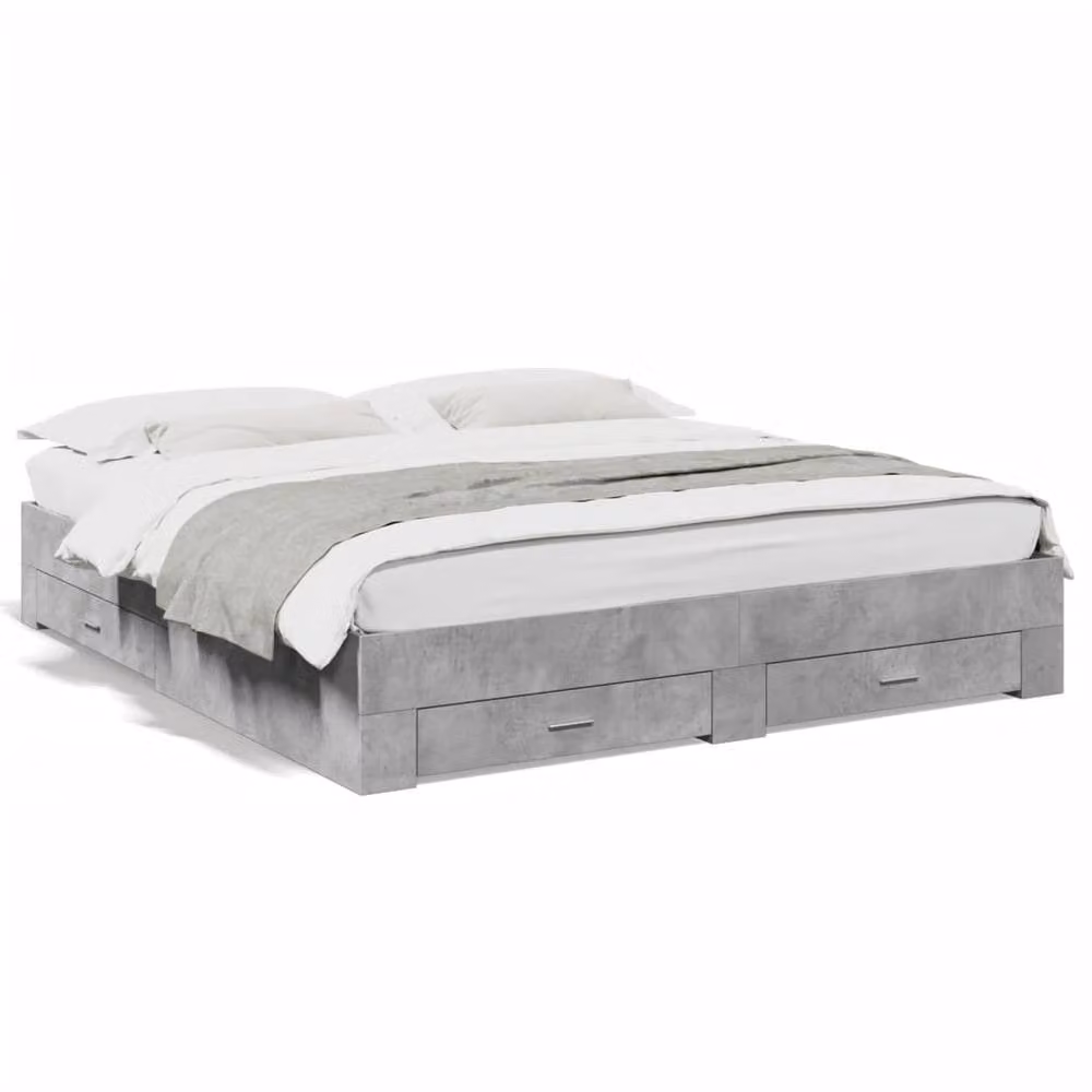 Berkfield Home Modern Super King Bed Frame with Drawers, Concrete Grey, W/D/H: 180 x 200 x 32 cm – 3
