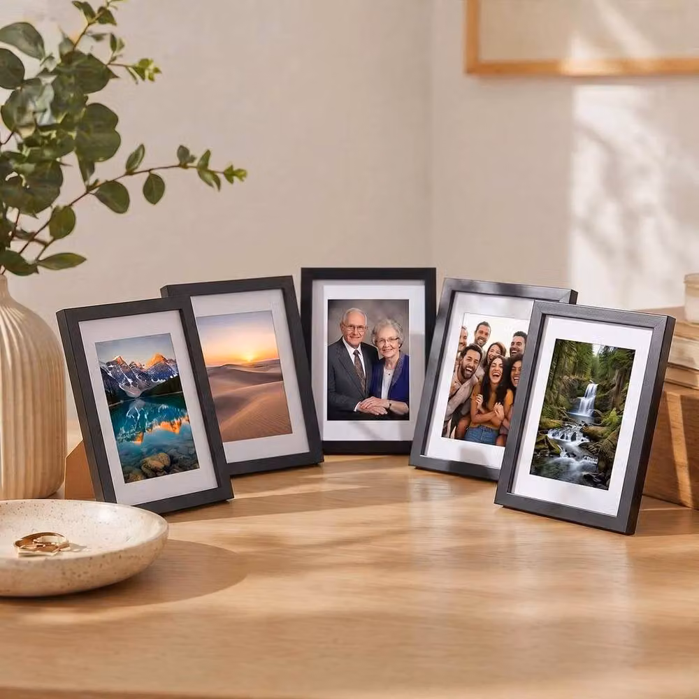 FLAVORA 5 Pack Black A5 Rectangular Photo Frames for Wall and Tabletop – 2