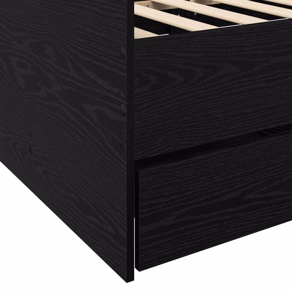Berkfield Home Modern Bed Frame with Storage Drawers in Black Oak, W/D/H: 200 x 80 x 65 cm – 3