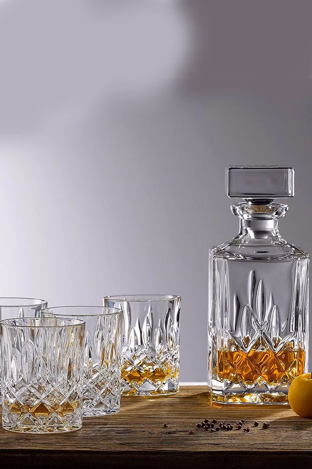 Royal Doulton Seasons Crystal Decanter and 6 Tumbler Glasses Set in Transparent Lead-Free Crystal – 2