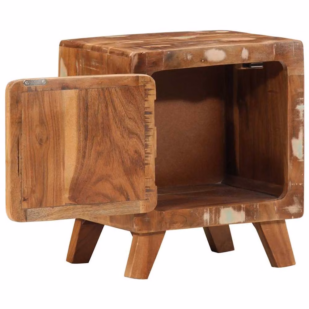 Berkfield Home Stylish Bedside Cabinet in Brown Reclaimed Solid Wood, W/D/H: 40 x 32 x 46 cm – 2