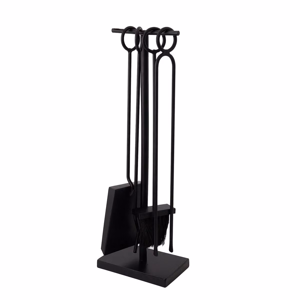 Charles Bentley Redwood Fireside Companion Set in Black and Red with Iron Tool Stand, H 61 x W 20 x D 13 cm – 4