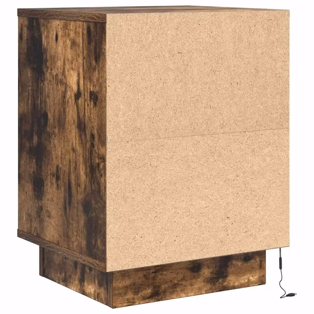 Berkfield Home Set of 2 Bedside Cabinets with Integrated LED Lights in Smoked Oak, W/D/H: 38 x 34 x 50 cm – 6