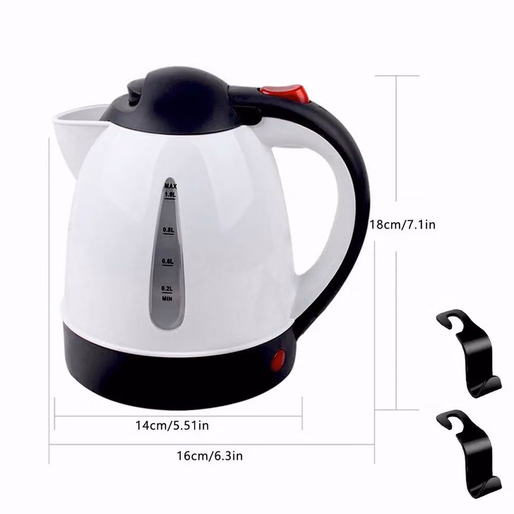 Ventryn 12V Electric Kettle for Car, Van and Camping, 1.0 l, White – 2