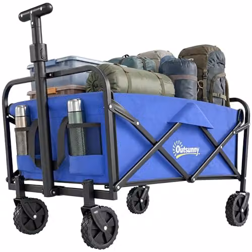 Outsunny 93L Heavy Duty Festival Trolley on Wheels, Blue – 1