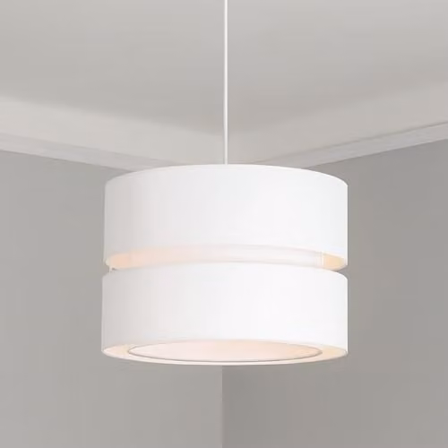 CGC Lighting Modern Two Tier Fabric Ceiling Lamp Shade in Beige or White, Diameter: 26 cm