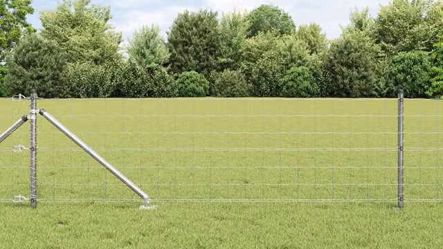 Berkfield Home Euro Fence in Silver Galvanised Steel with 13 Spike Posts, W: 25 m, H: 0.4 m