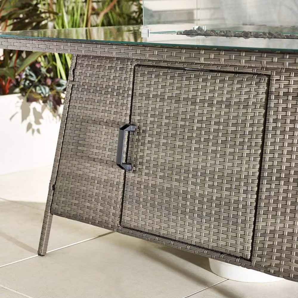 FurnitureboxUK Marbella 6 Seat Grey Polyrattan Garden Dining Set with Firepit Table – 4