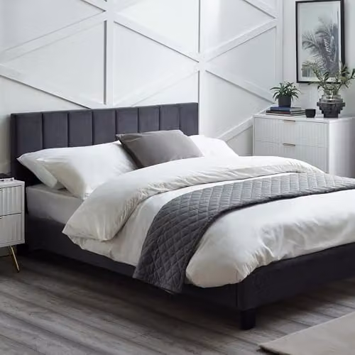 Julian Bowen Rosa Modern Upholstered Velvet Bed Frame in Grey – 2