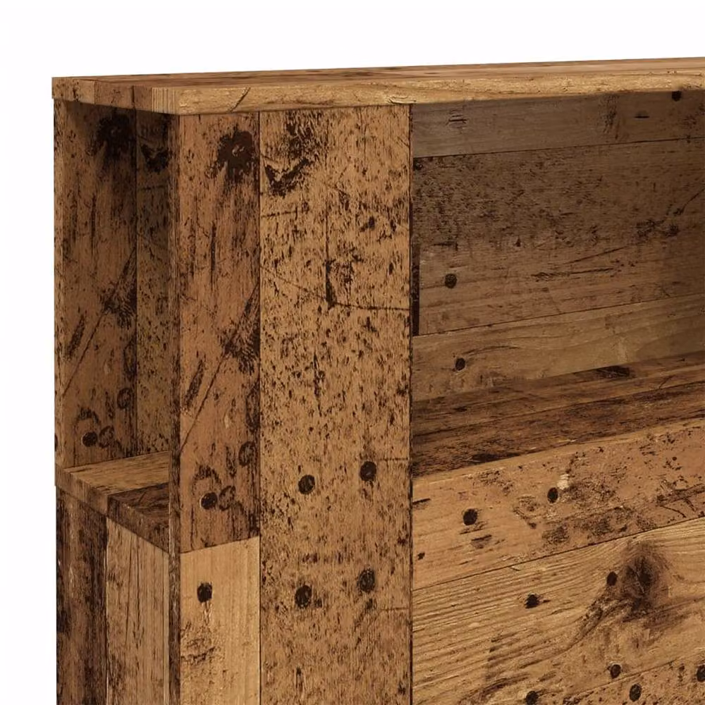 Berkfield Home Headboard Cabinet in Old Wood Brown, Engineered Wood, W: 200 cm, D: 18.5 cm, H: 102.5 cm – 4