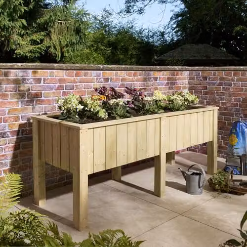 Rowlinson Signature Heritage Raised Deep Root Trough Planter in Brown, W: 190 cm, D: 70 cm, H: 31.6 cm