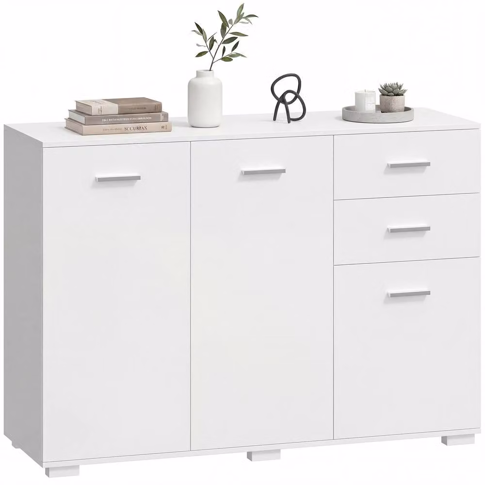 HOMCOM Modern White Matt Sideboard Kitchen Storage Cabinet – 2