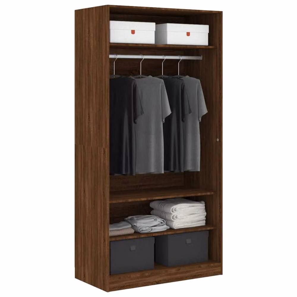 Berkfield Home Modern Brown Oak Wardrobe W/D/H: 100 x 50 x 200 cm – 3