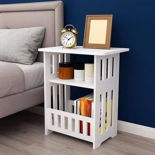 FORGEVIO Small White Bedside Table and Nightstand Cabinet – 1