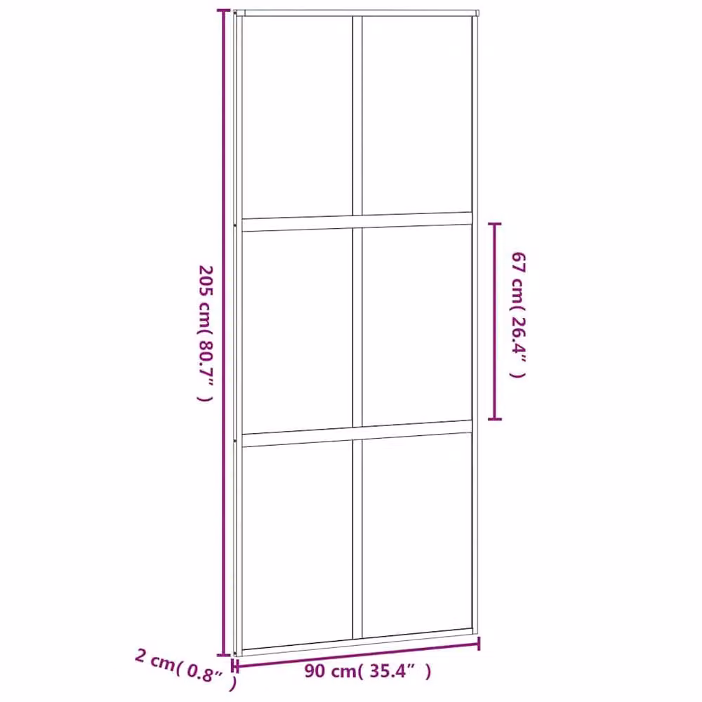Berkfield Home Black Sliding Door with Transparent Tempered Glass and Aluminium, W: 90 cm, H: 205 cm – 4