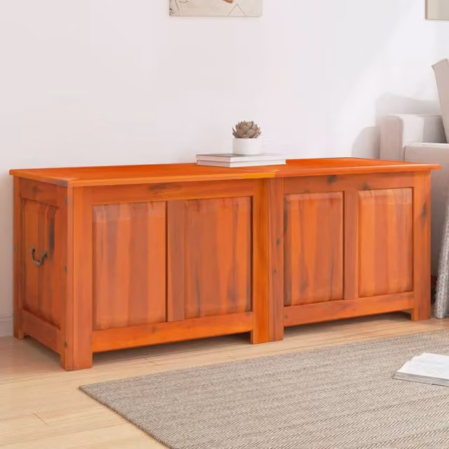 Berkfield Home Rustic Brown Acacia Solid Wood Storage Chest with Soft Close Lid – 1