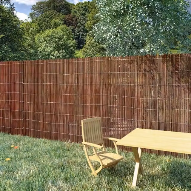 Berkfield Home Willow Fence, Brown, W: 5 m, H: 1 m