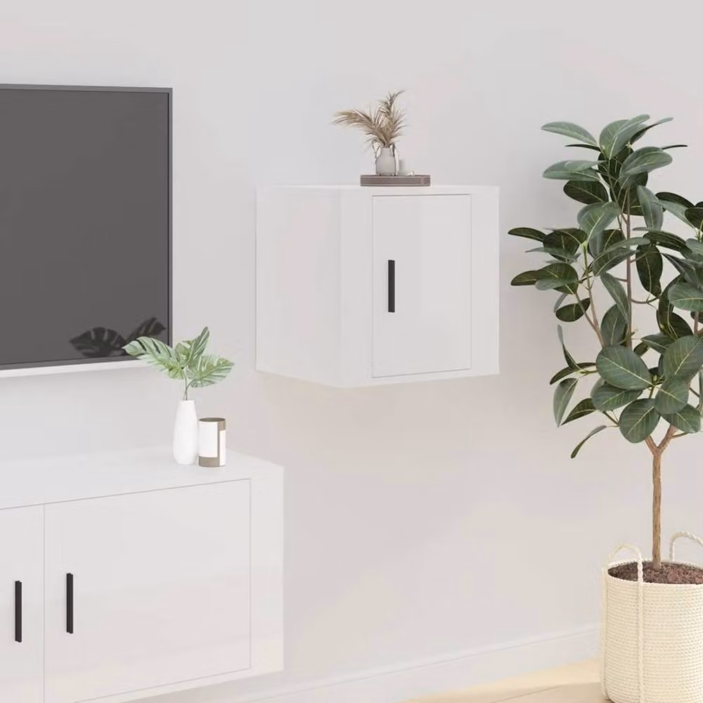 Berkfield Home Wall Mounted TV Cabinet in High Gloss White, W: 40 cm, D: 34.5 cm, H: 40 cm – 2