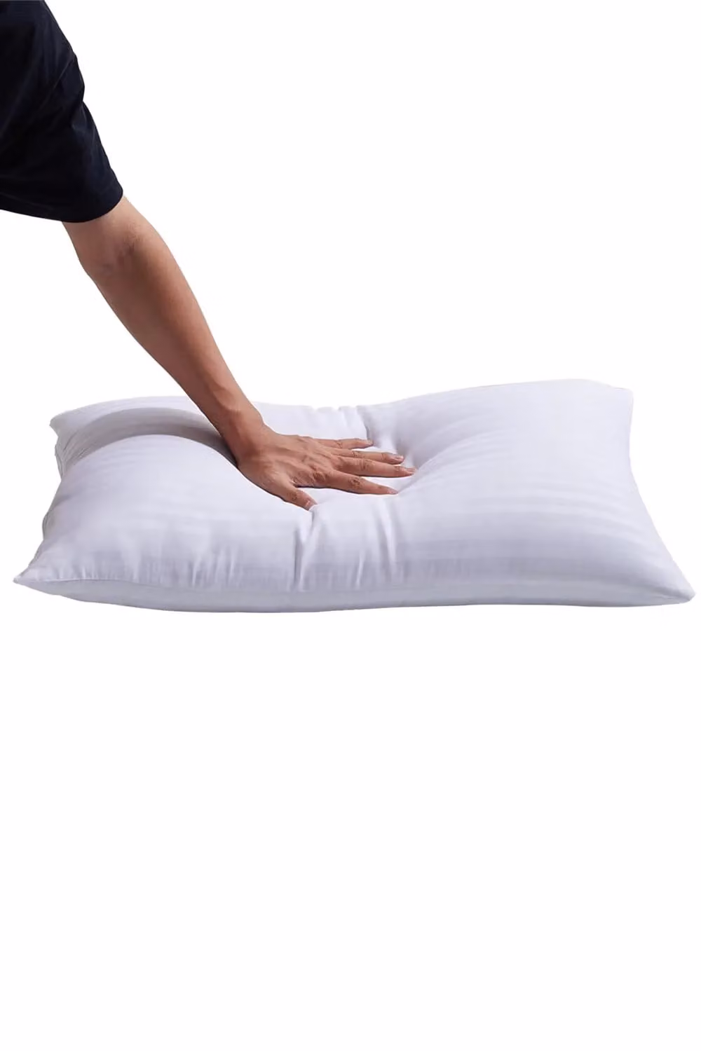 Living and Home 2-Piece Washable Stripe Bed Pillows in White, Medium Firm Support, W: 48 cm x L: 74 cm – 2