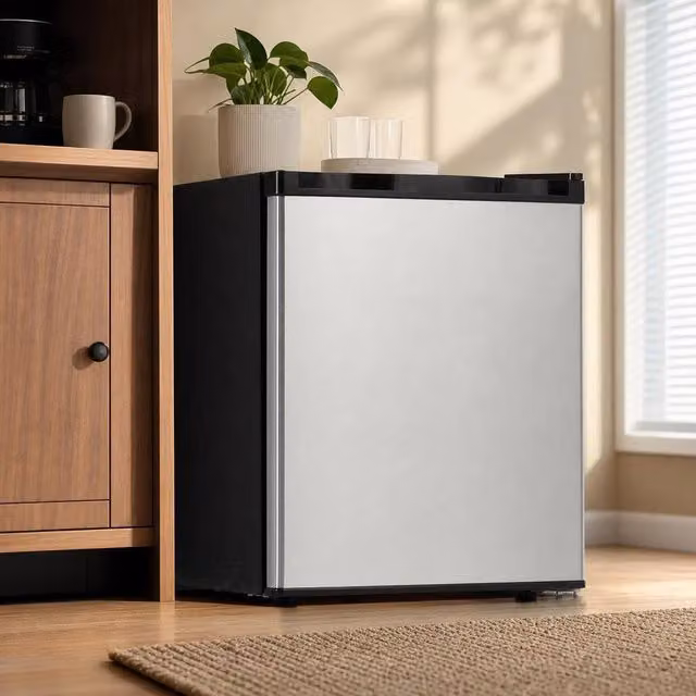 London Boutique 45L Compact Compressor Table Top Mini Fridge in Silver – 1