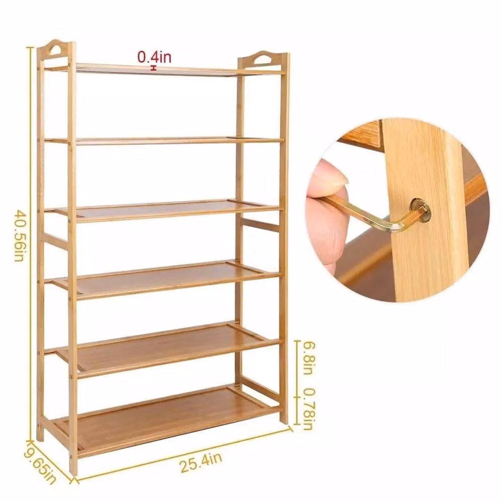 EONLION 6 Tier Wooden Shoe Rack in Brown, Width: 50 cm – 2