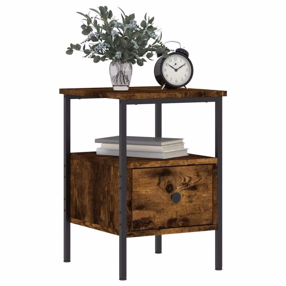 Berkfield Home Smoked Oak Bedside Cabinet in Brown, W/D/H: 34 x 36 x 50 cm – 3