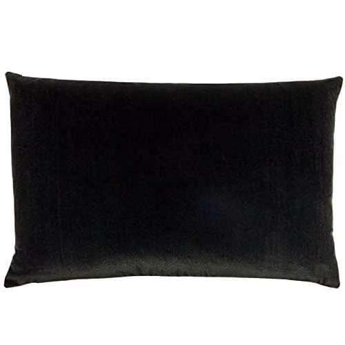 Furn Black Velvet Rectangular Cushion with Plain Reverse, W: 40 cm, H: 40 cm