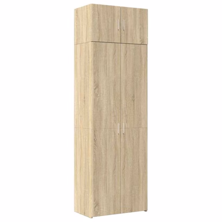 Berkfield Home Freestanding Storage Cabinet in Sonoma Oak and Beige, W/D/H: 70 x 42.5 x 225 cm