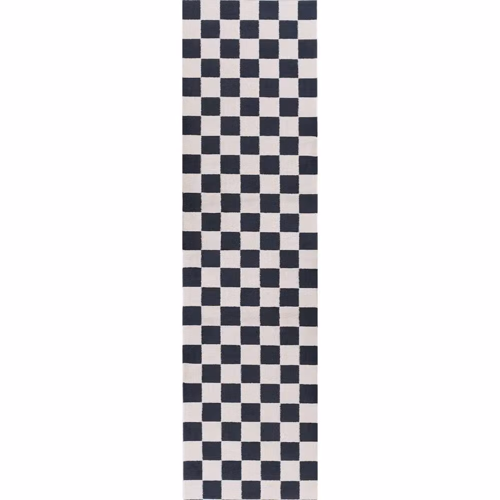 THE RUGS Loft Checkered Soft Pile Area Rug in Blue, W: 200 cm, D: 290 cm – 8