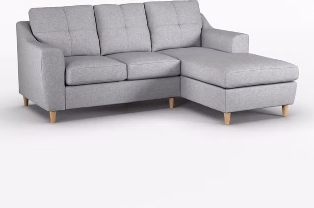 Furnishings For Less UK Baxter L-Shaped 3 Seater Corner Sofa with Chaise, Right Hand Facing, Silver Fabric