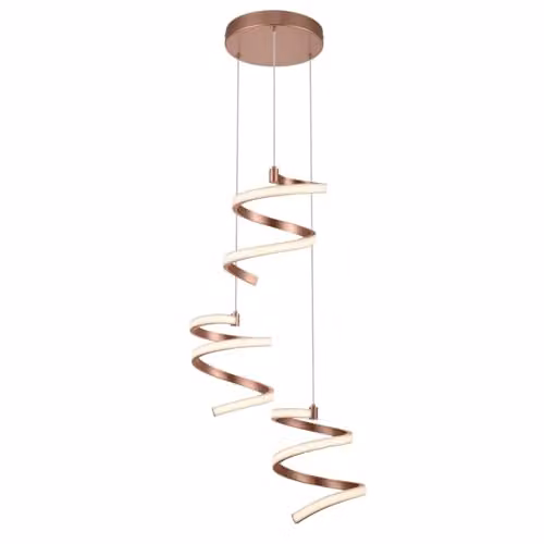 Cosylyte Nyah Modern LED Spiral Cluster Pendant Light, Copper, W/D/H: 38 x 38 x 127 cm – 1