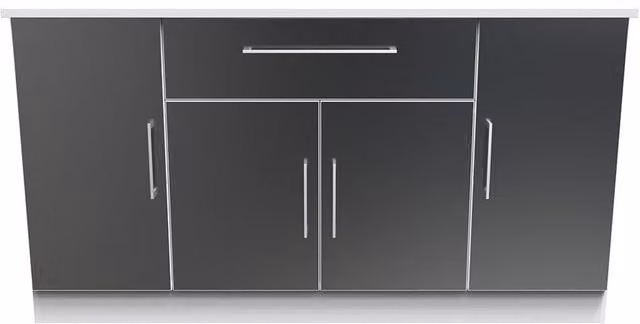 Ready Assembled 2 U Gloucester 4 Door 1 Drawer Wide Unit in Black