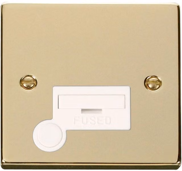 SE HOME Polished Brass 13A Fused Connection Unit with Flex in White and Gold