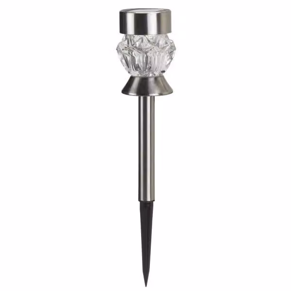 Marco Paul 4pc Silver Solar LED Garden Stake Lights with Crystal Glass and Dusk Sensor – 2