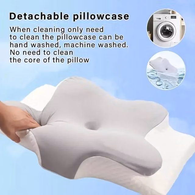 KORVIXA Grey Memory Foam Butterfly Pillow for Adults – 1